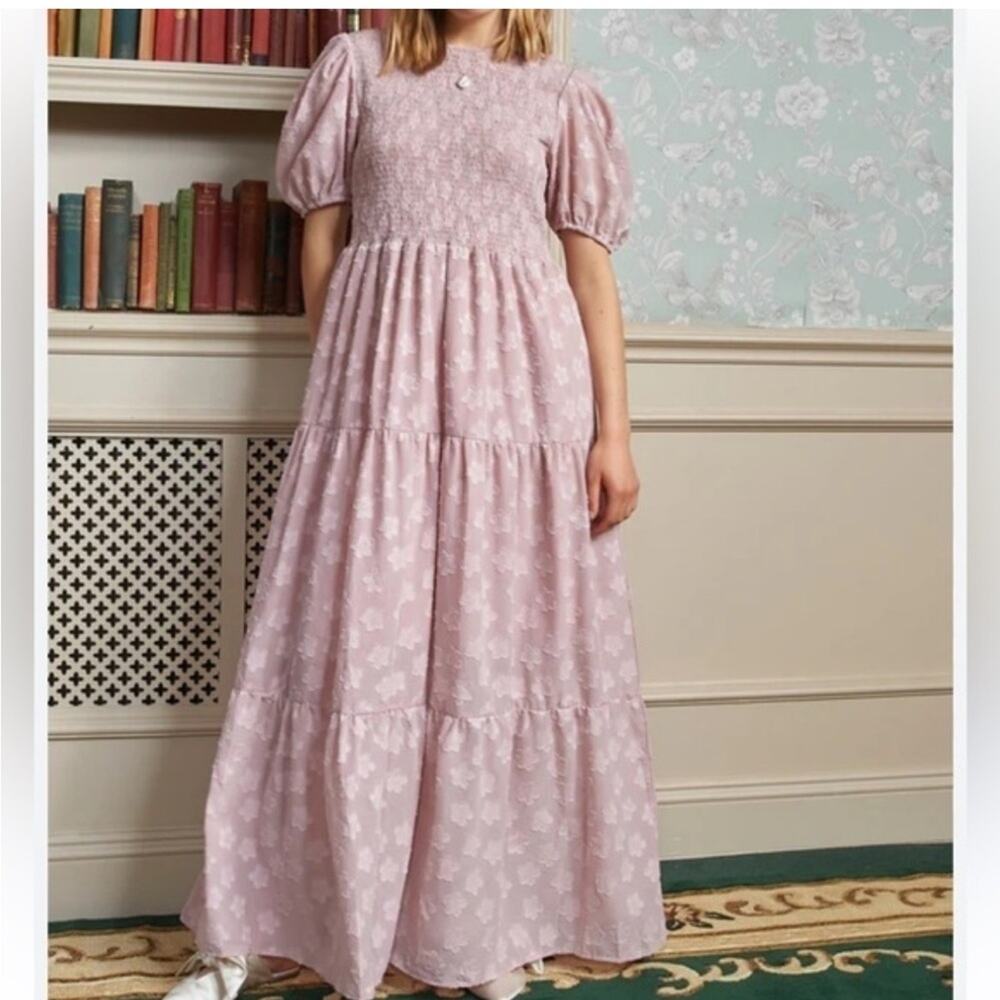 Sister Jane Mother's Mind Tiered Midi Dress Pink Sz M